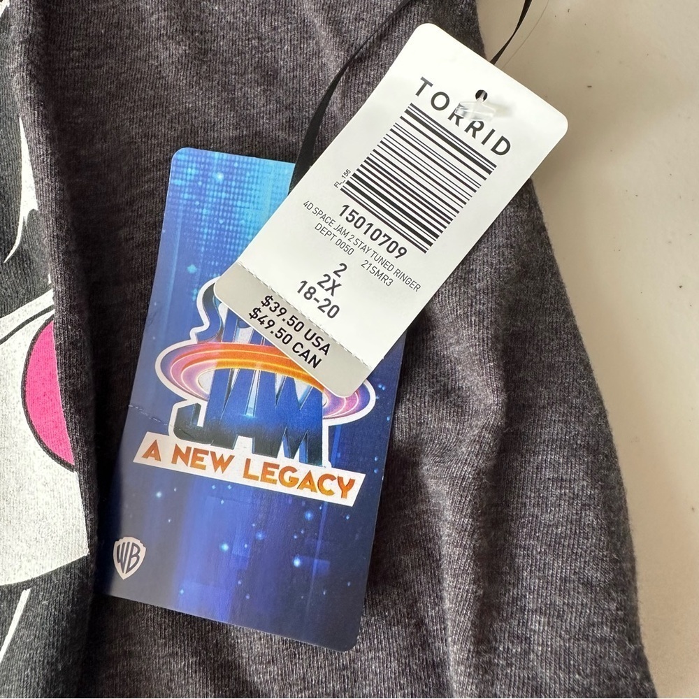 NWT Torrid Space Jam 2 Grey Ringer Tank 2X - Picture 5 of 8